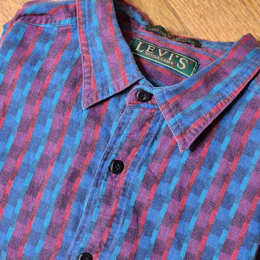 Vintage Levi's Southwestern Style Geometric Print Button Down Shirt Sz XL